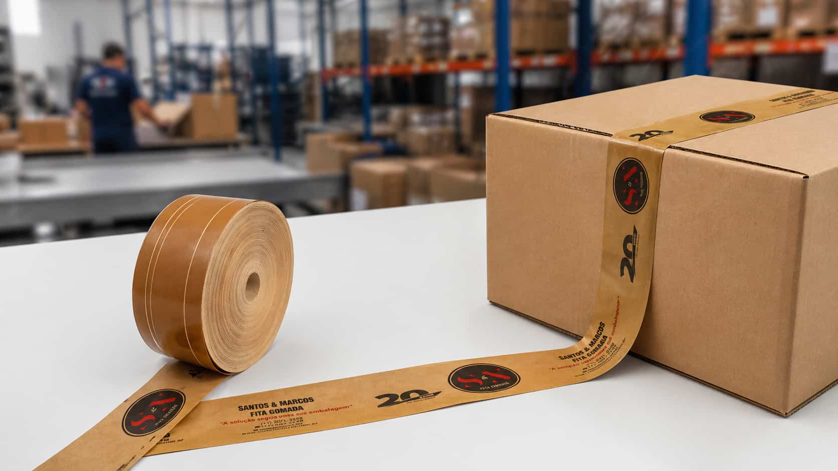 Fita gomada personalizada com logomarca e alta resistência